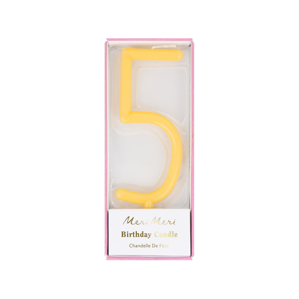 Vela número 5 - delgada amarillo