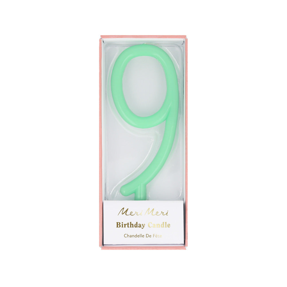 Vela número 9 - delgada verde