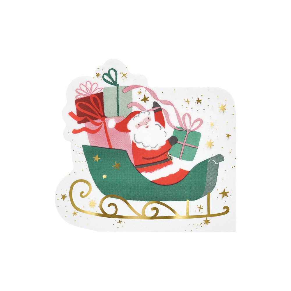 Servilleta con forma de Santa en trineo