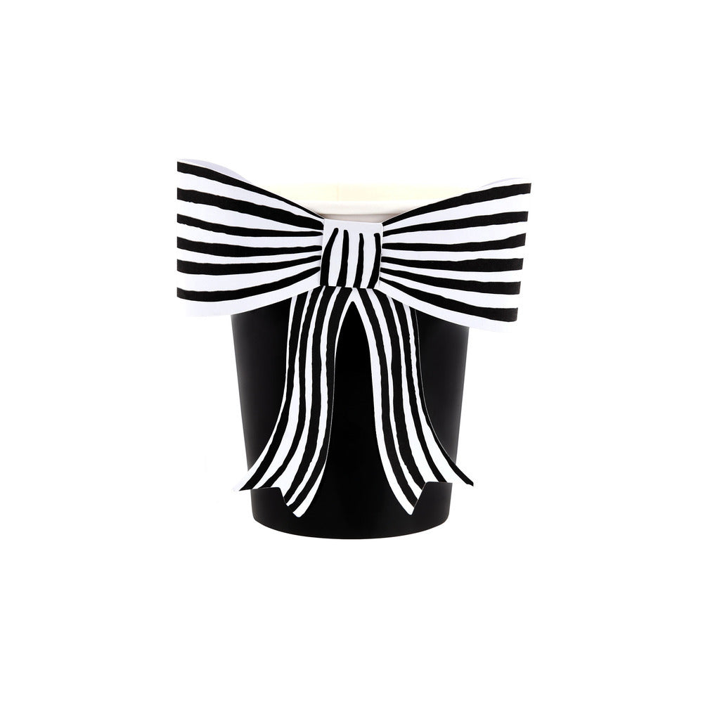 Vasos con lazo blanco y negro