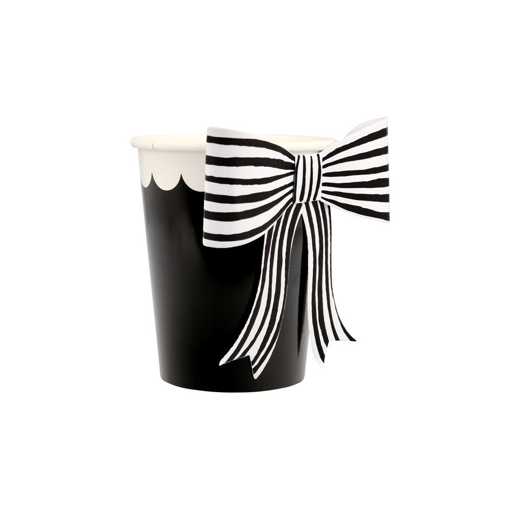 Vasos con lazo blanco y negro