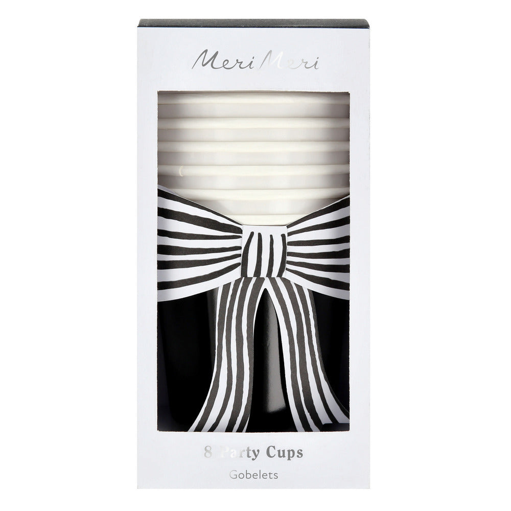 Vasos con lazo blanco y negro
