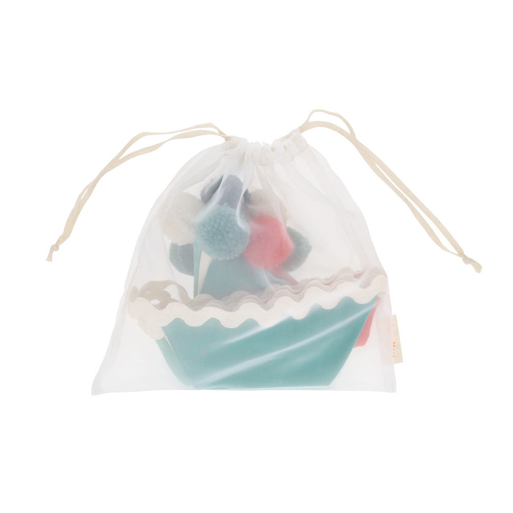 Guirnalda triangulos de tela y pompones Navidad