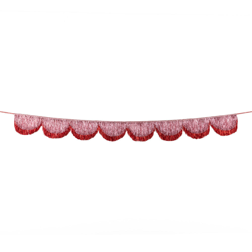 Guirnalda flecos metalizados - rosado y rojo