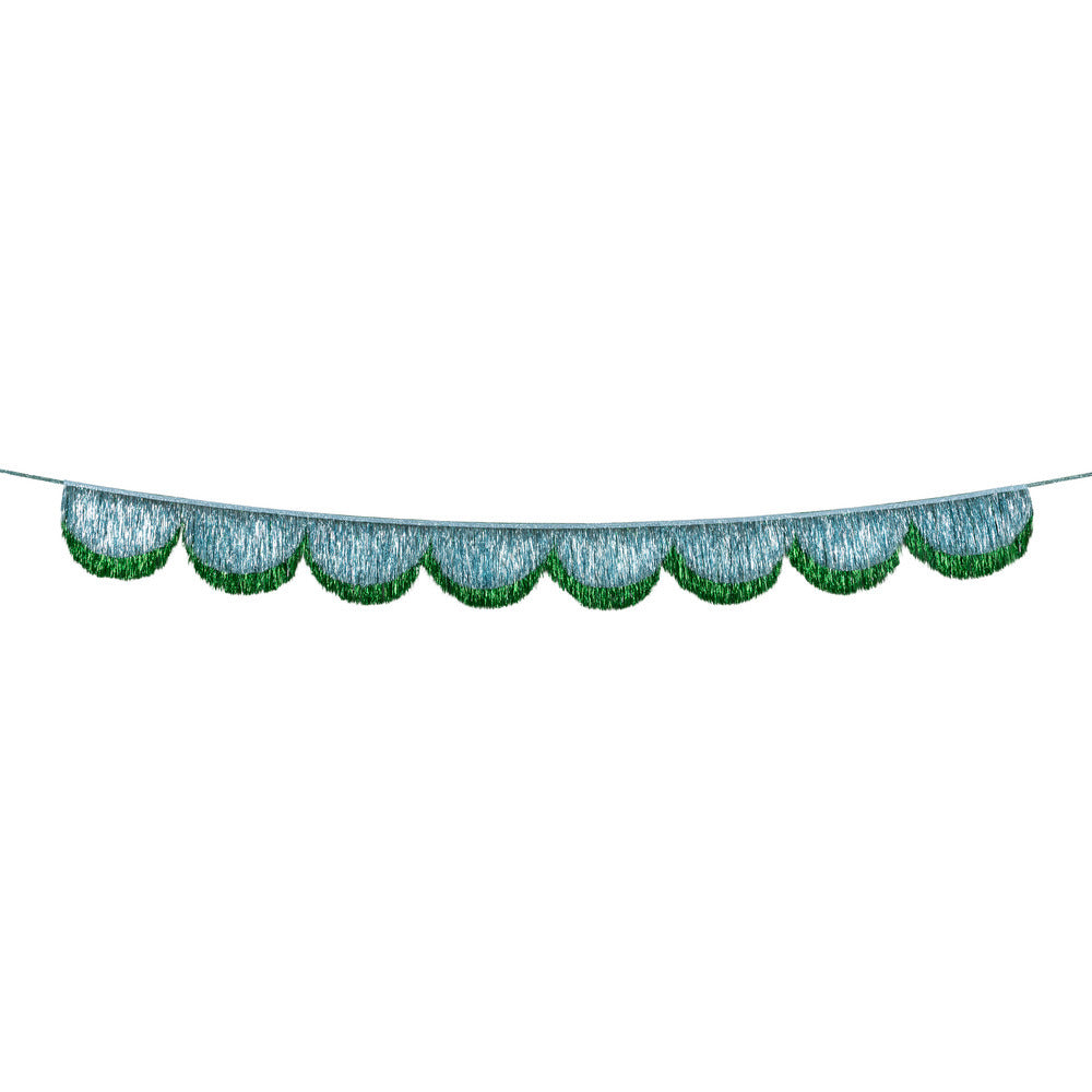 Guirnalda flecos metalizados - celeste y verde
