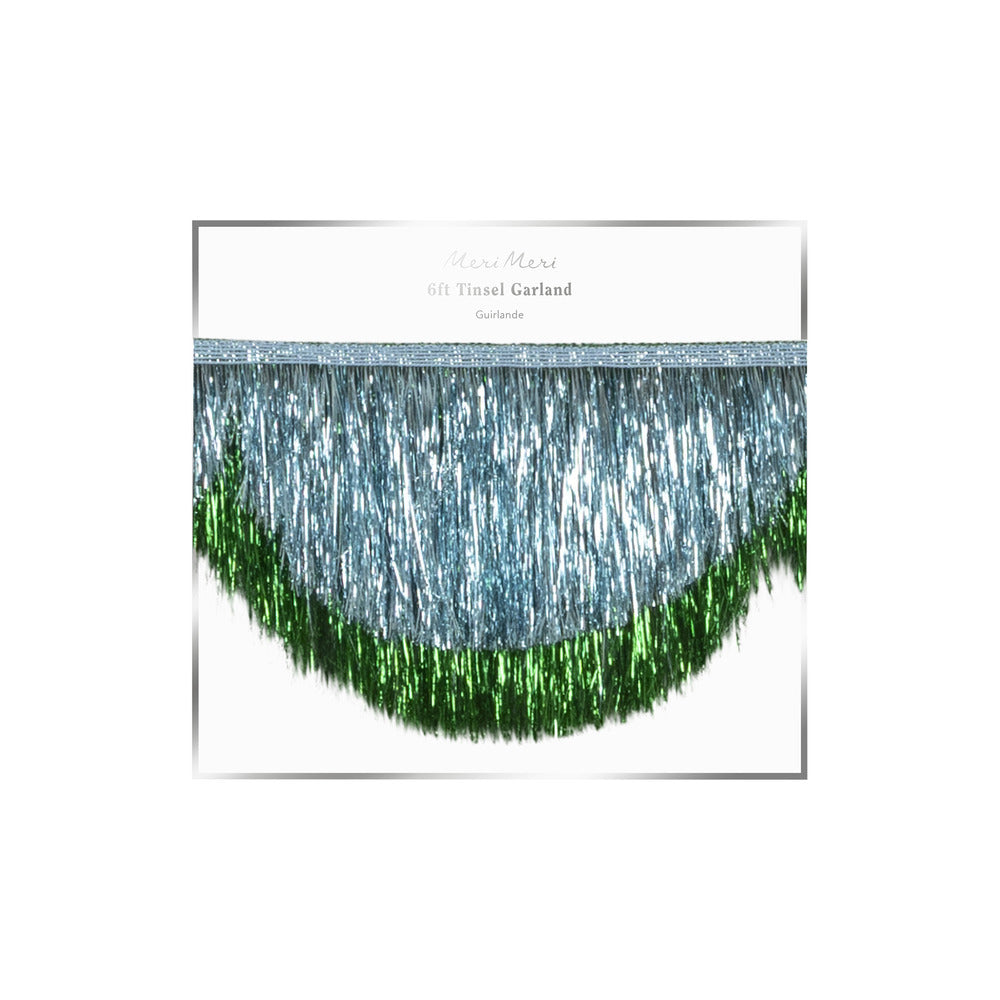 Guirnalda flecos metalizados - celeste y verde