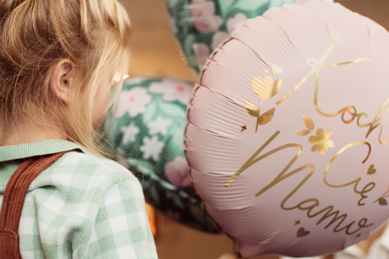 Globo metalizado corazón - verde con flores