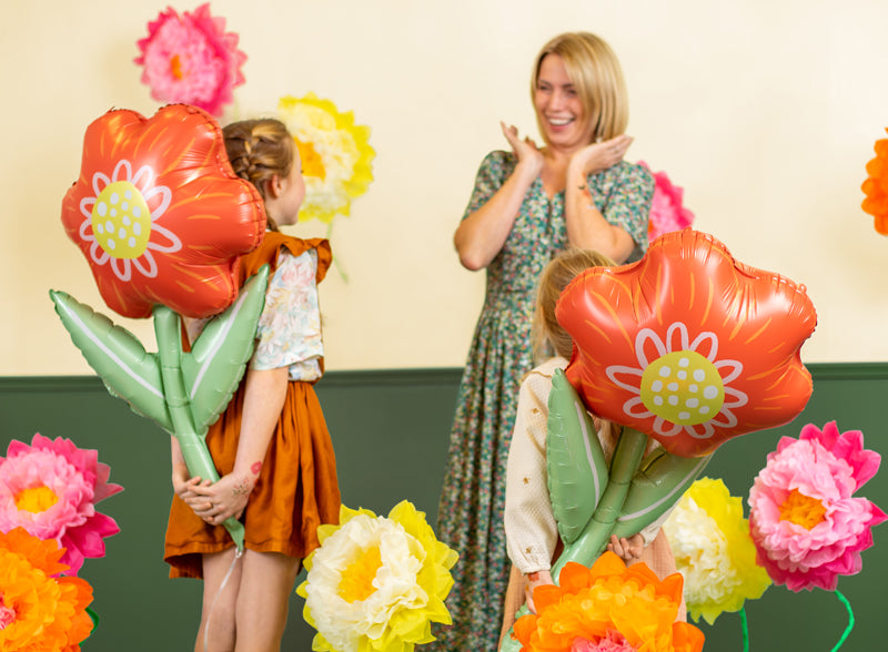 Globo metalizado - flor con tallo