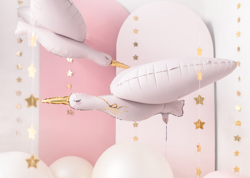 Globo metalizado - cigüeña rosada