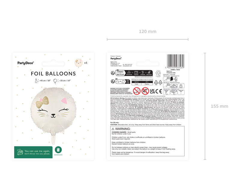 Globo metalizado redondo - gato