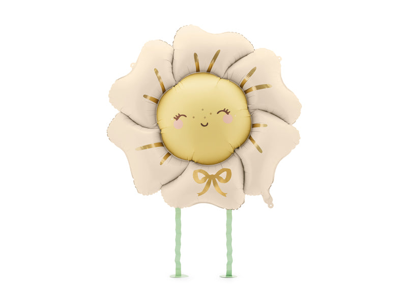Globo metalizado - flor beige con patitas