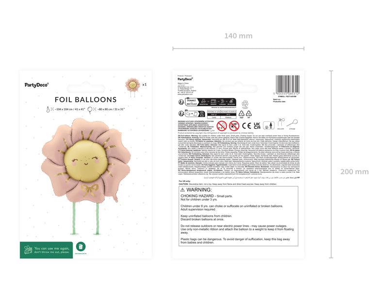 Globo metalizado - flor rosada con patitas