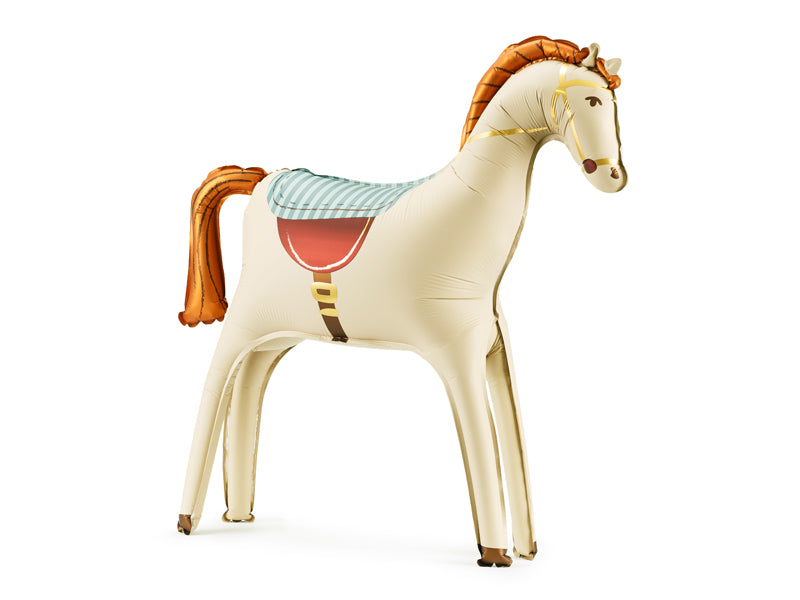 Globo metalizado - caballo crema L de pie