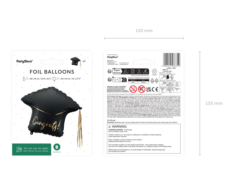 Globo metalizado - birrete Congratulations