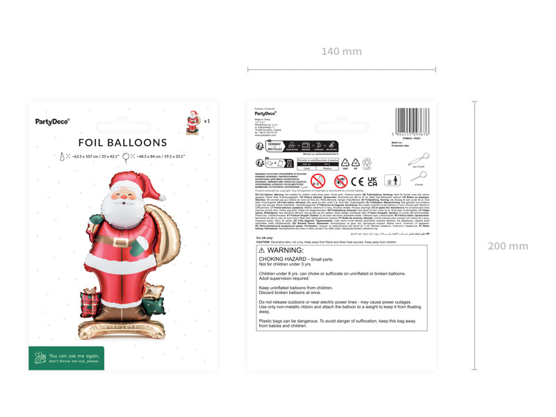 Globo metalizado - Santa de pie