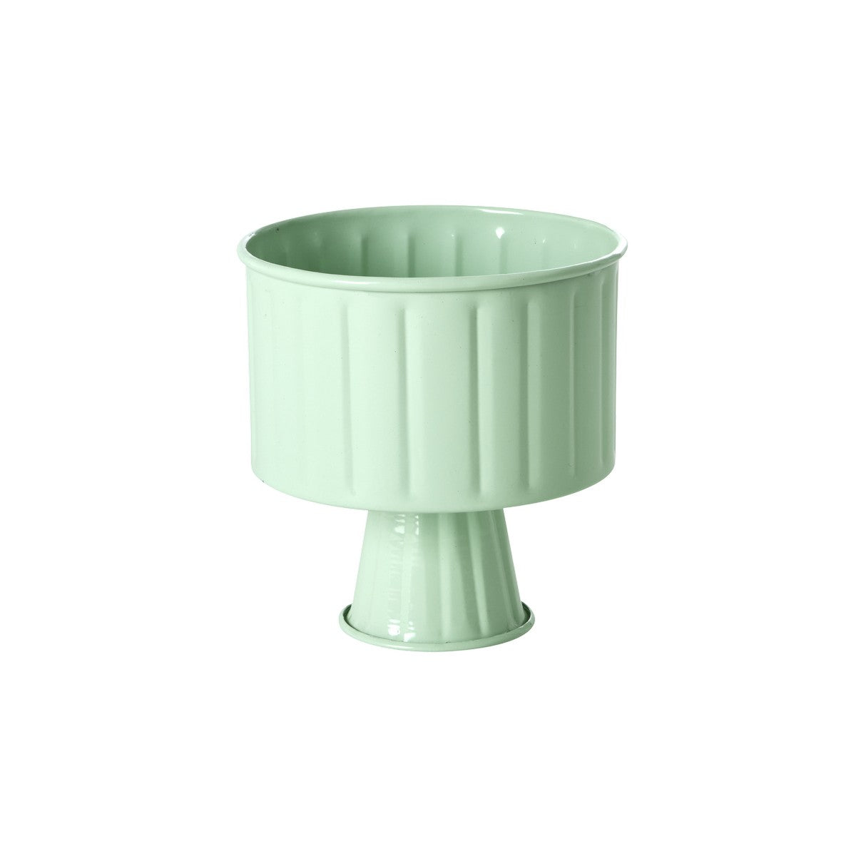 Portamacetas de metal con pie - verde agua