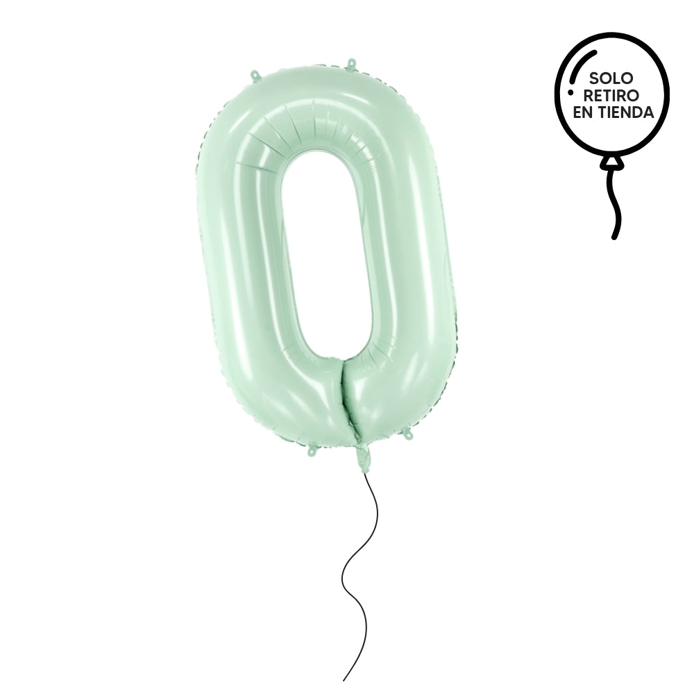 Globo con helio metalizado 72 cm verde menta - elige un número