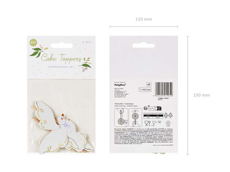 Toppers para cupcake paloma (6u)