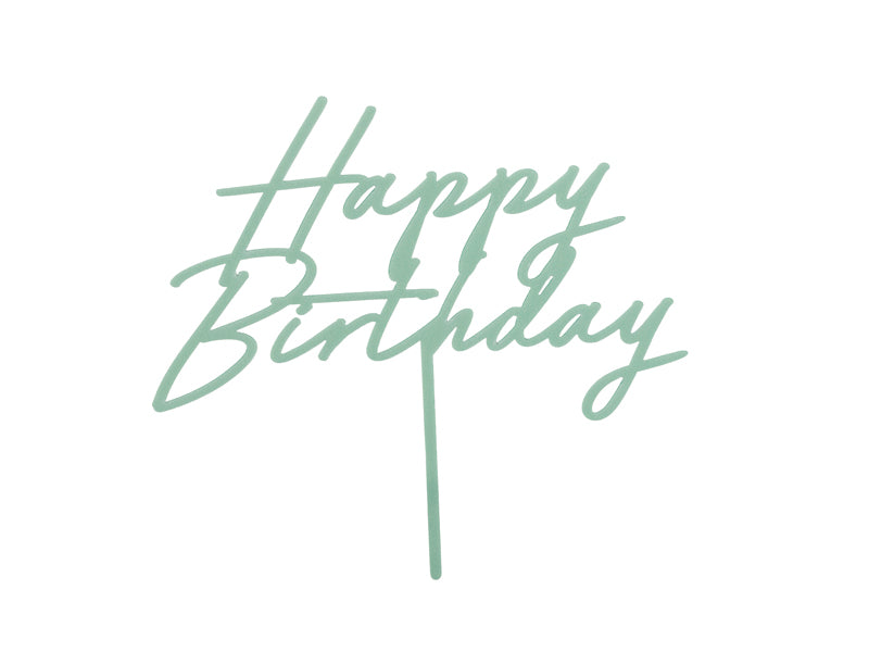 Topper de acrílico - Happy Birthday verde menta