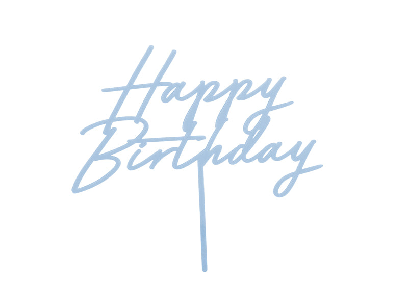 Topper de acrílico - Happy Birthday celeste