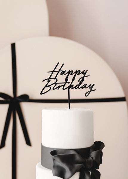 Topper de acrílico - Happy Birthday negro