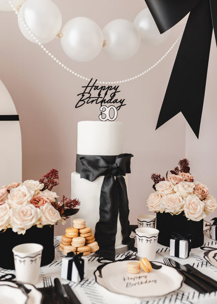 Topper de acrílico - Happy Birthday negro