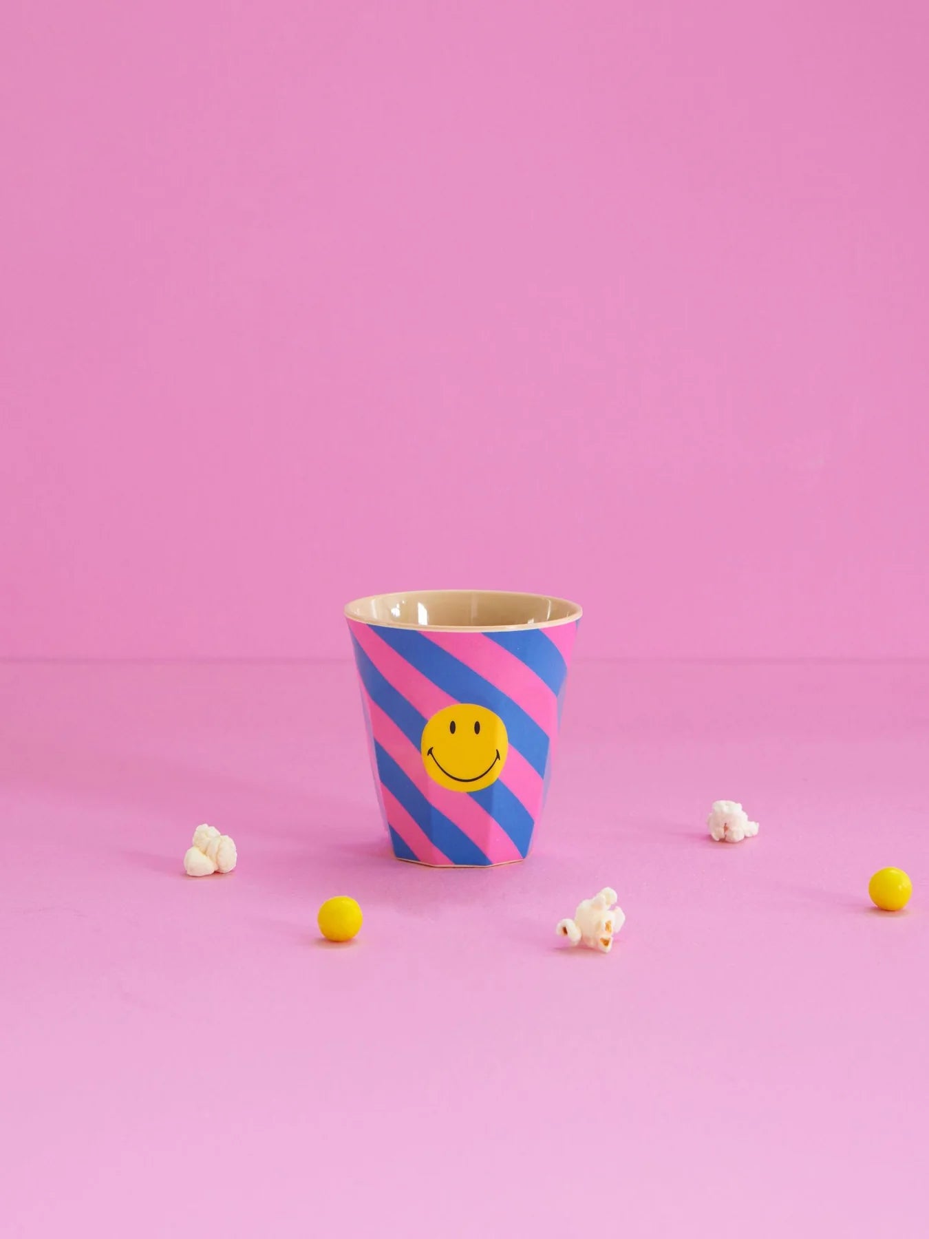 Vaso de melamina - Smiley sobre fondo a rayas