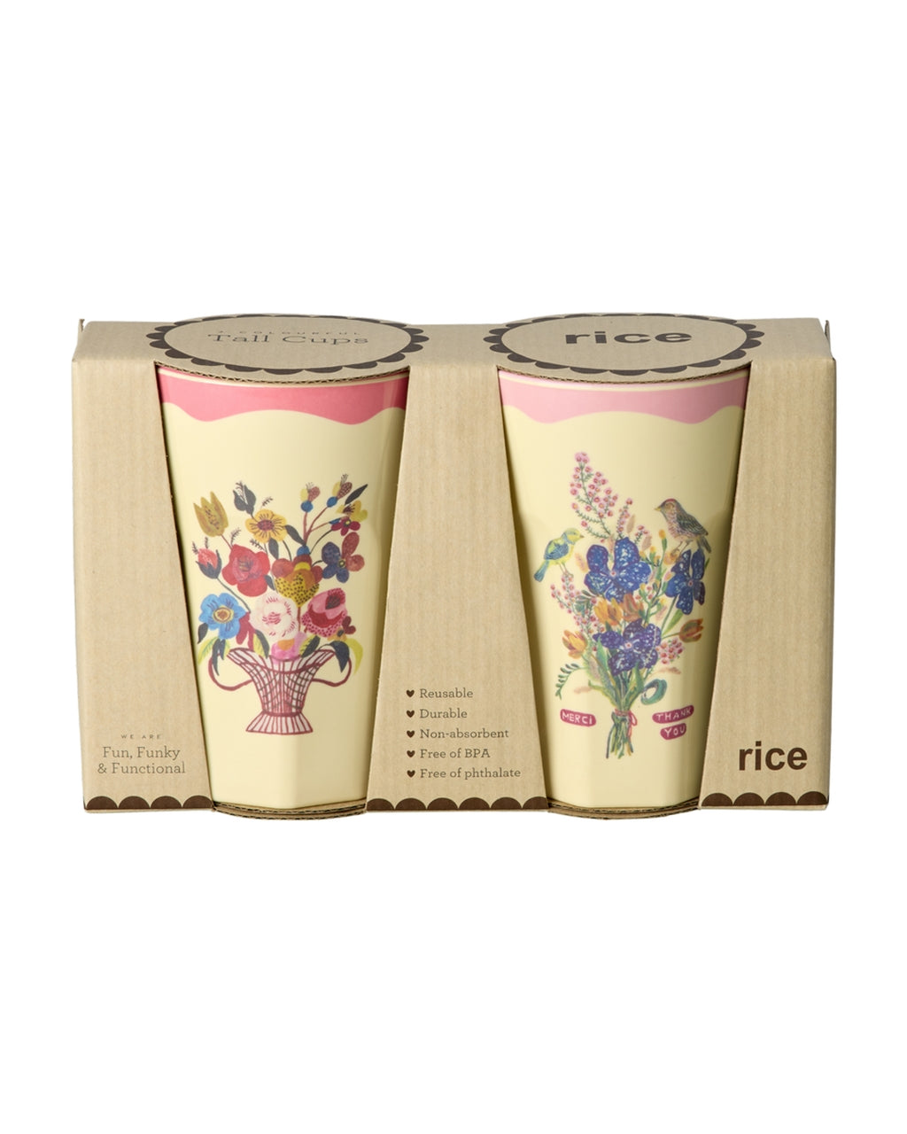 Pack x 2 vasos de melamina altos - Nathalie Lété II flores