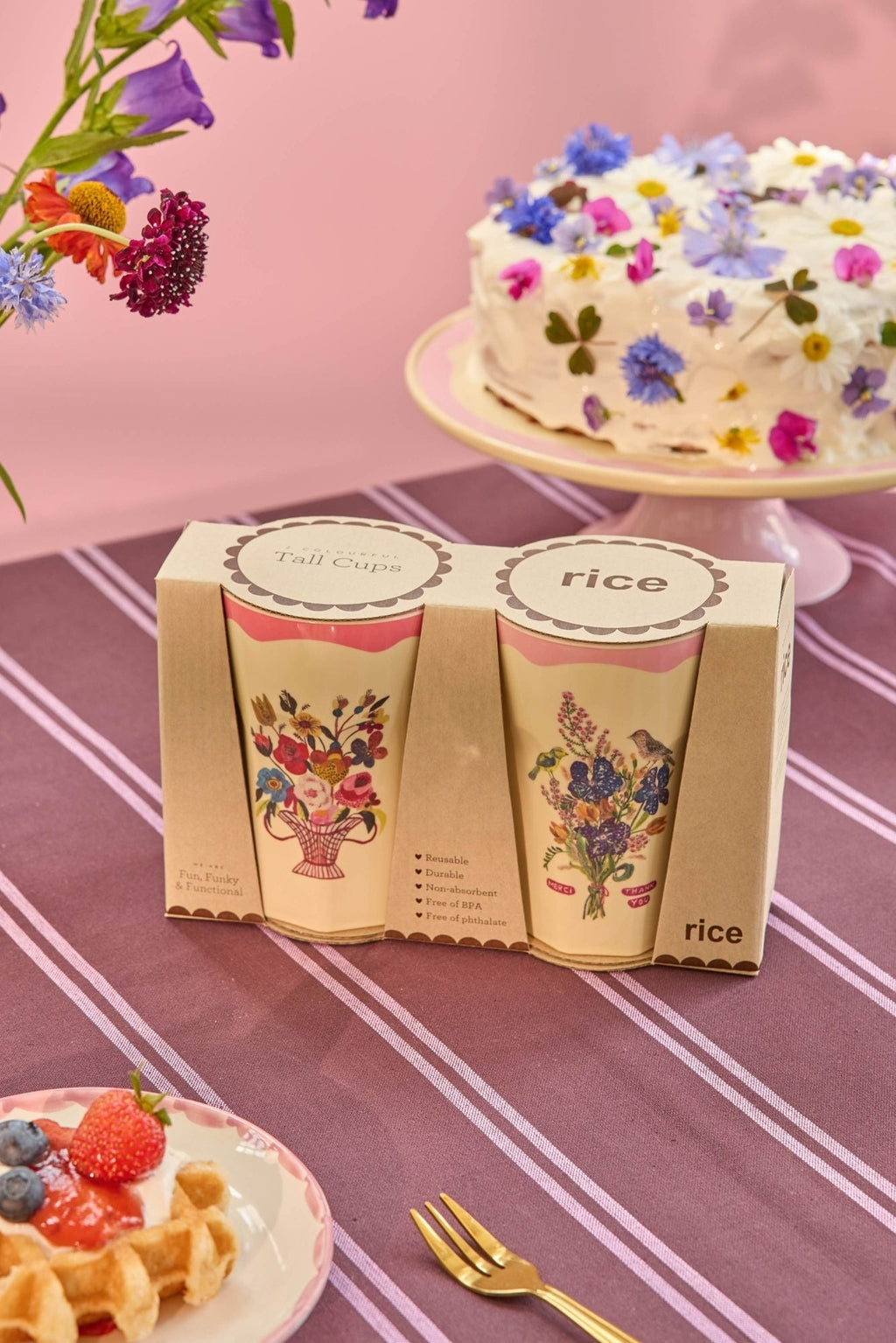 Pack x 2 vasos de melamina altos - Nathalie Lété II flores