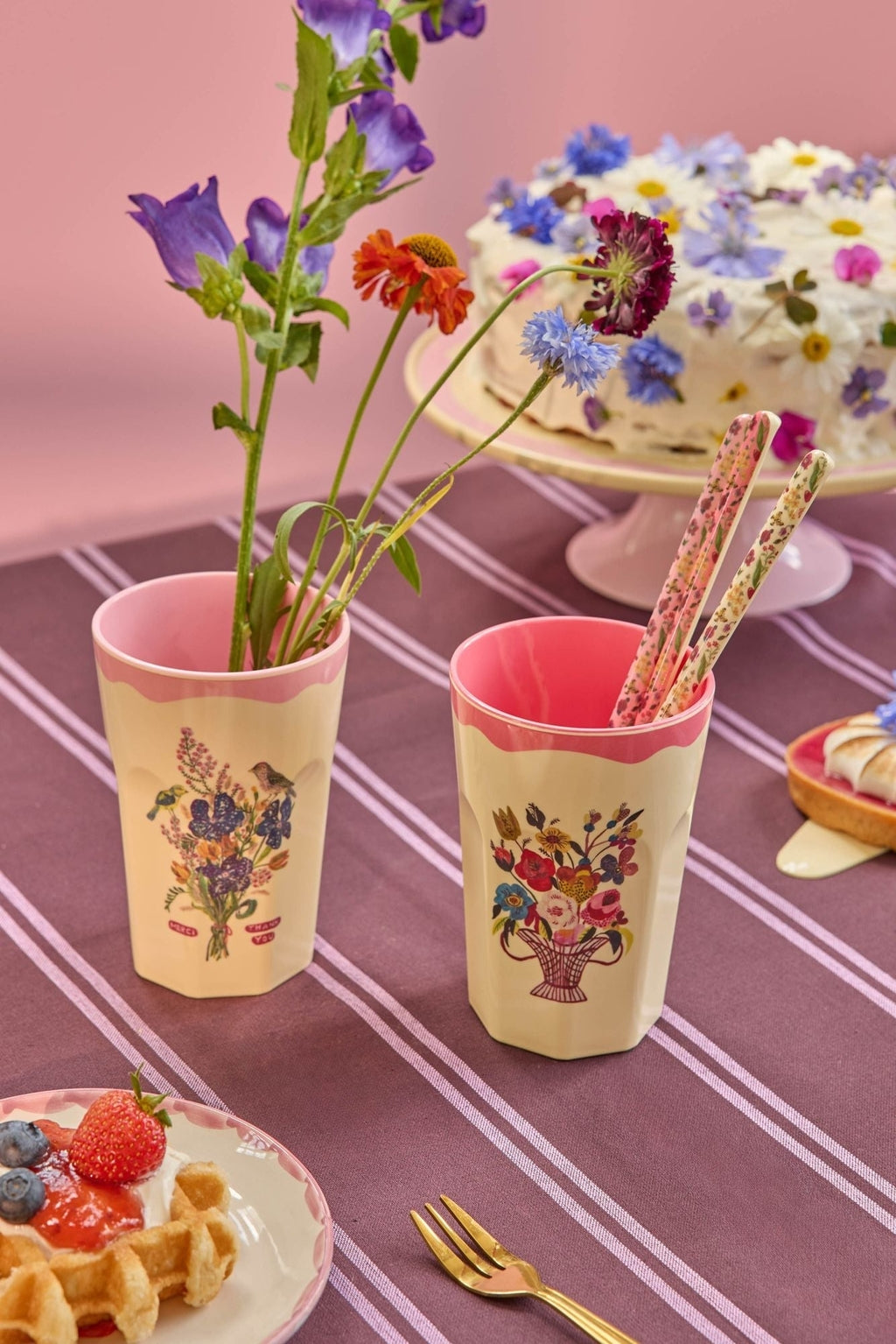 Pack x 2 vasos de melamina altos - Nathalie Lété II flores