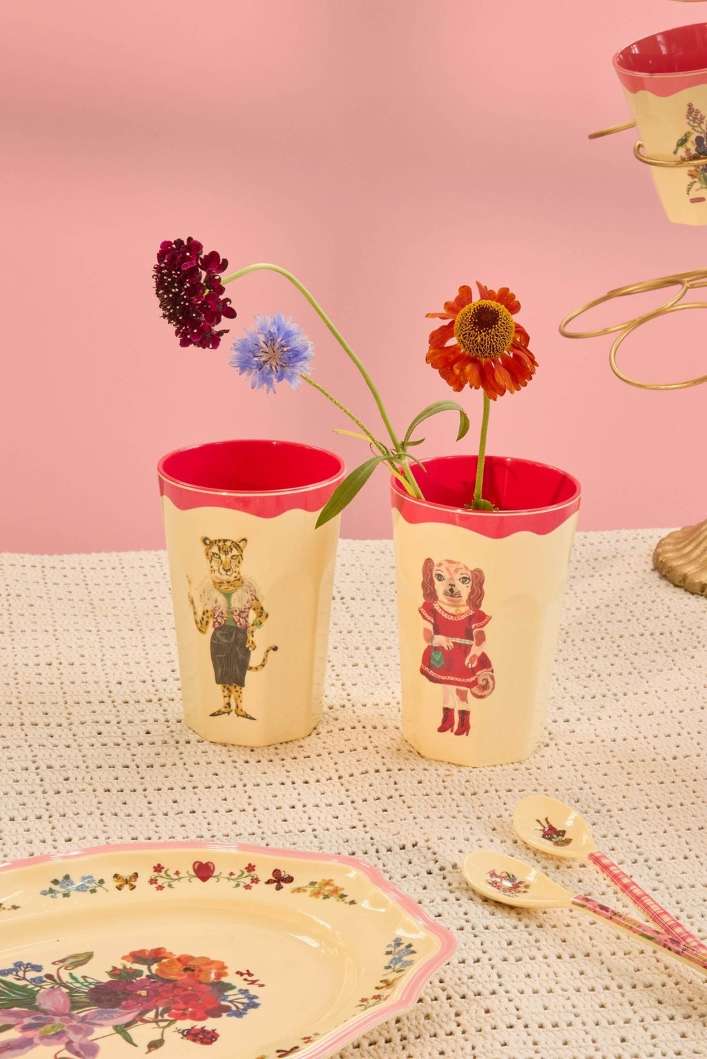 Pack x 2 vasos de melamina altos -  Nathalie Lété II animales