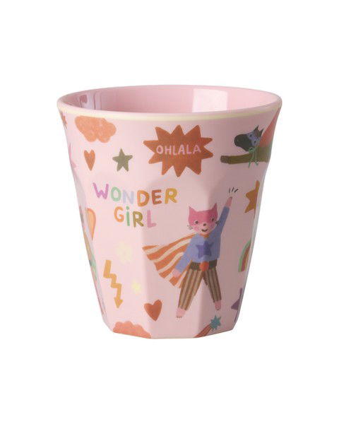 Vaso de melamina - superhéroes rosado