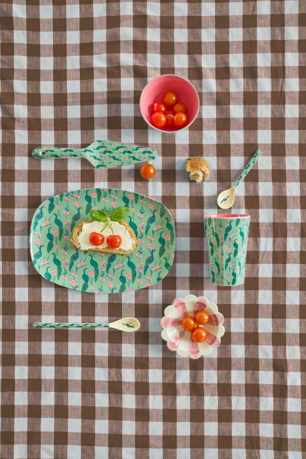 Plato de melamina rectangular - pavo real turquesa