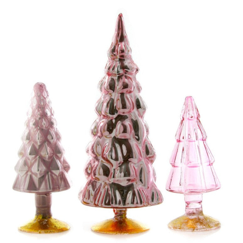 Set 3 árboles de vidrio 10 a 17 cm - rosado viejo
