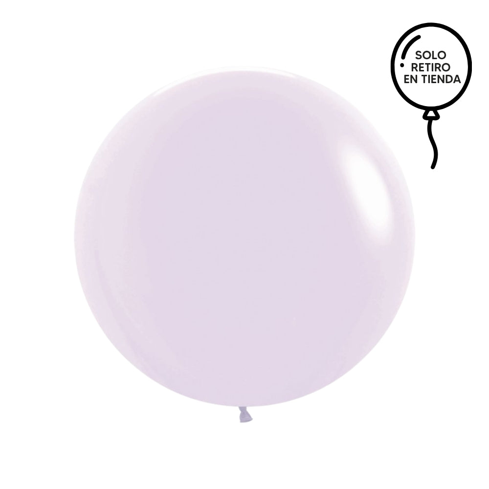 Globo XL 50 cm inflado con helio, cola de telas y peso - LILA PASTEL