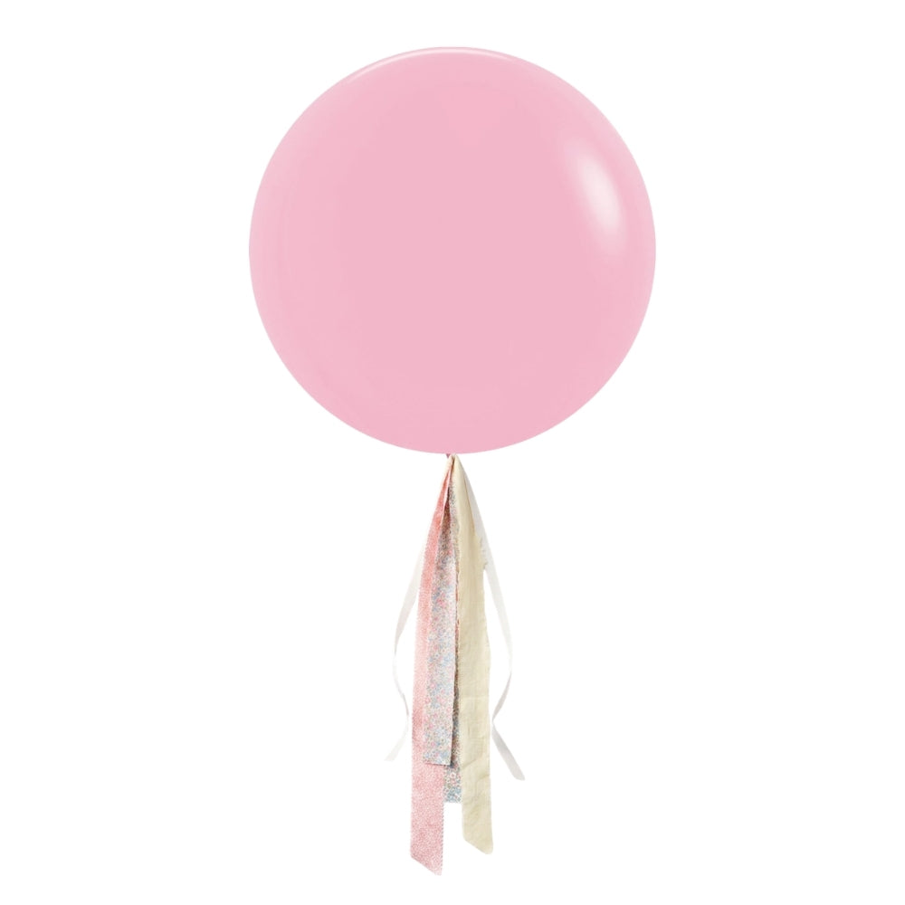 Globo XL 50 cm inflado con helio, cola de telas y peso - ROSADO