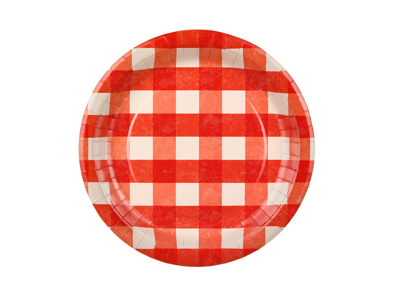 Platos cuadros rojo y blanco - grandes
