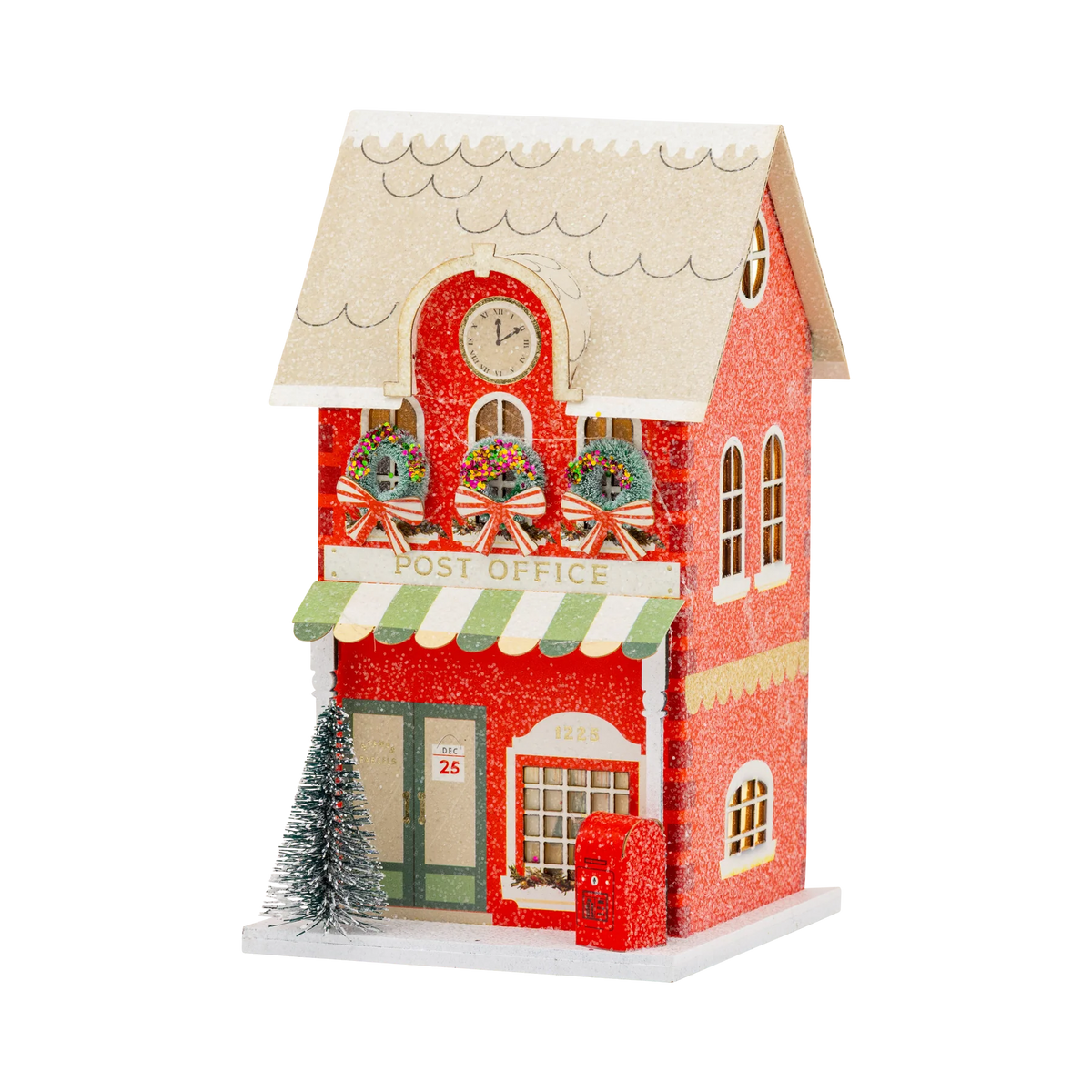 Casa aldea de Navidad iluminada - Post Office