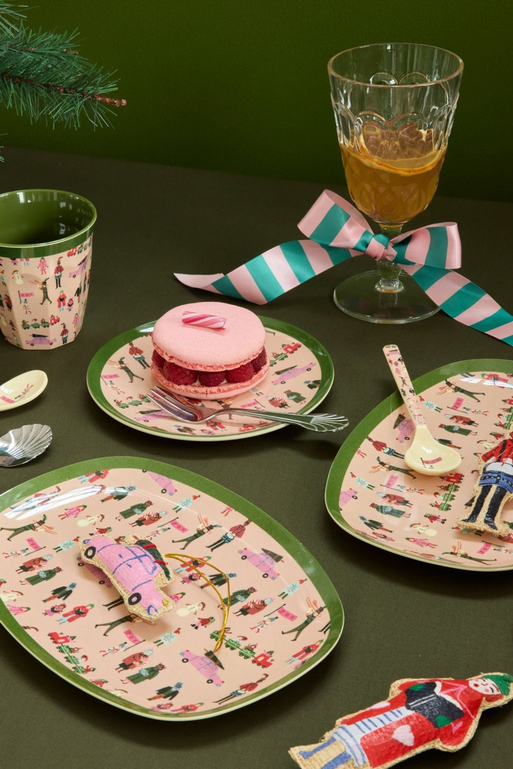 Plato de melamina rectangular pequeño - escena de Navidad