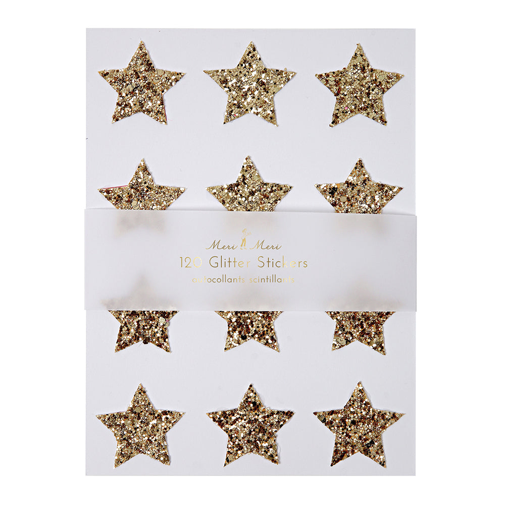 Hojas de stickers - estrellas doradas glitter
