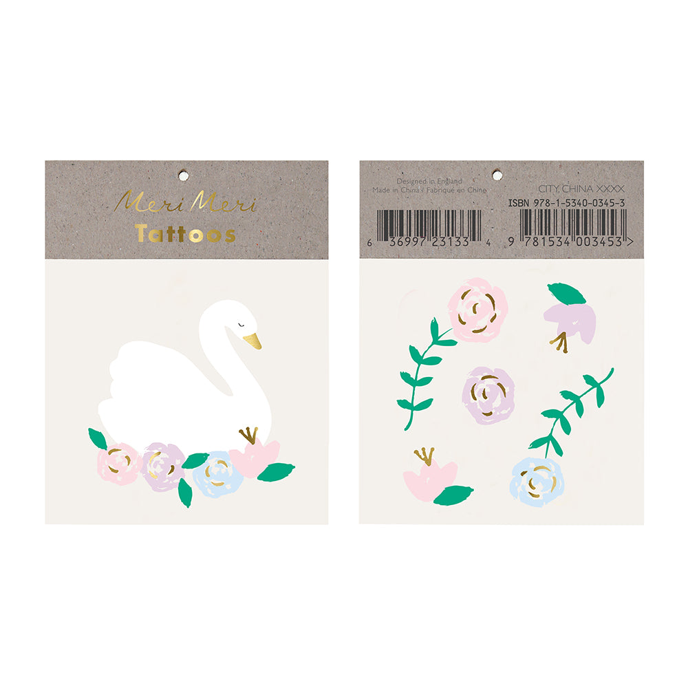 Tatuajes pequeños - cisne y flores