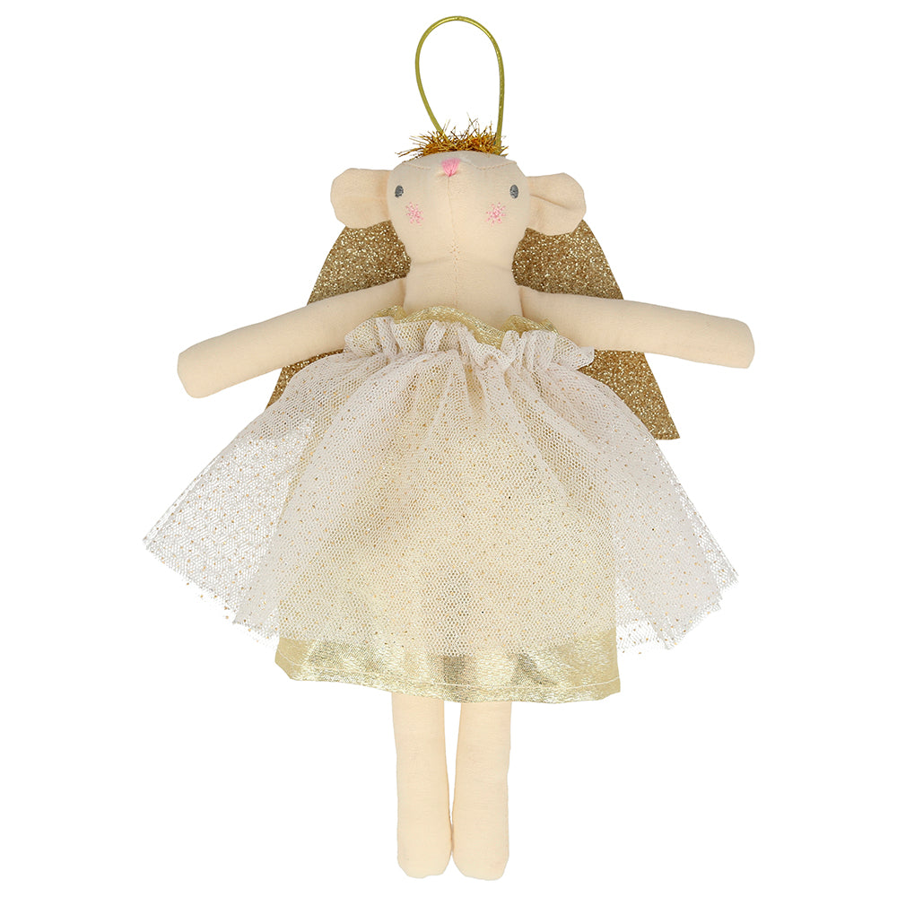 Adorno para el árbol - Angel ratón dorado