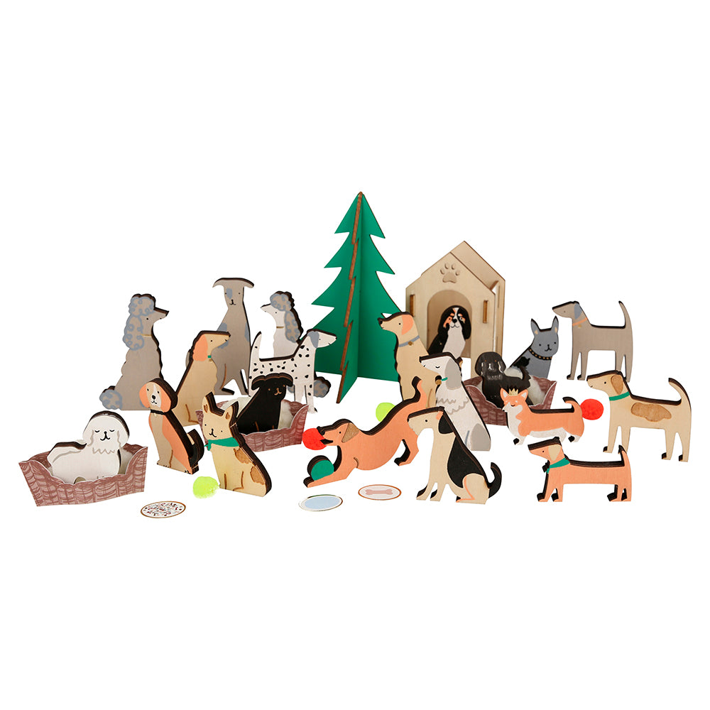 Calendario de adviento - perros de madera