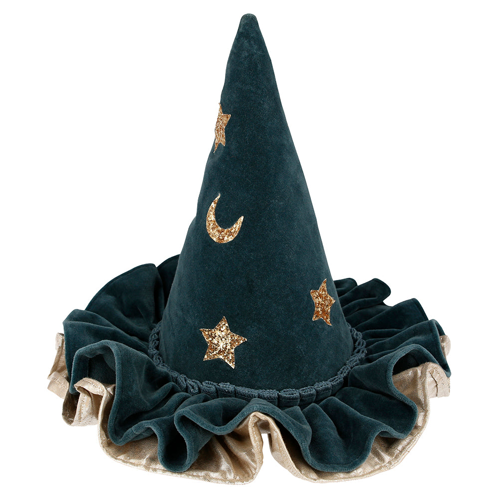 Gorro de bruja de terciopelo - azul
