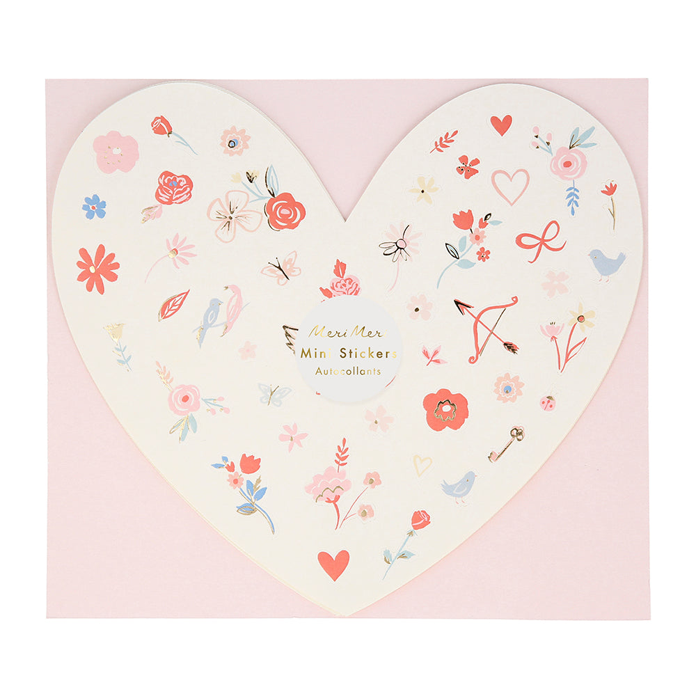 Hojas con mini stickers - San Valentín