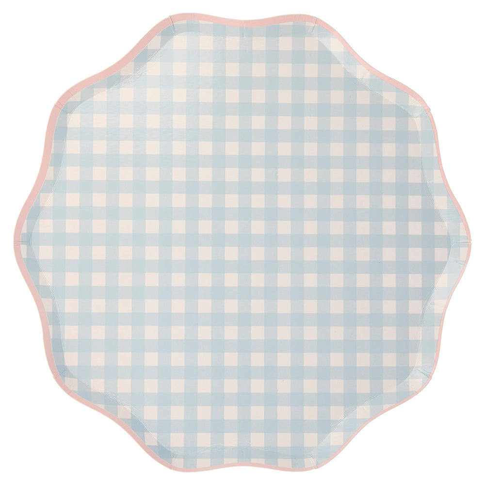 Platos cuadrillé pastel 4 colores - grandes 26.7 cm