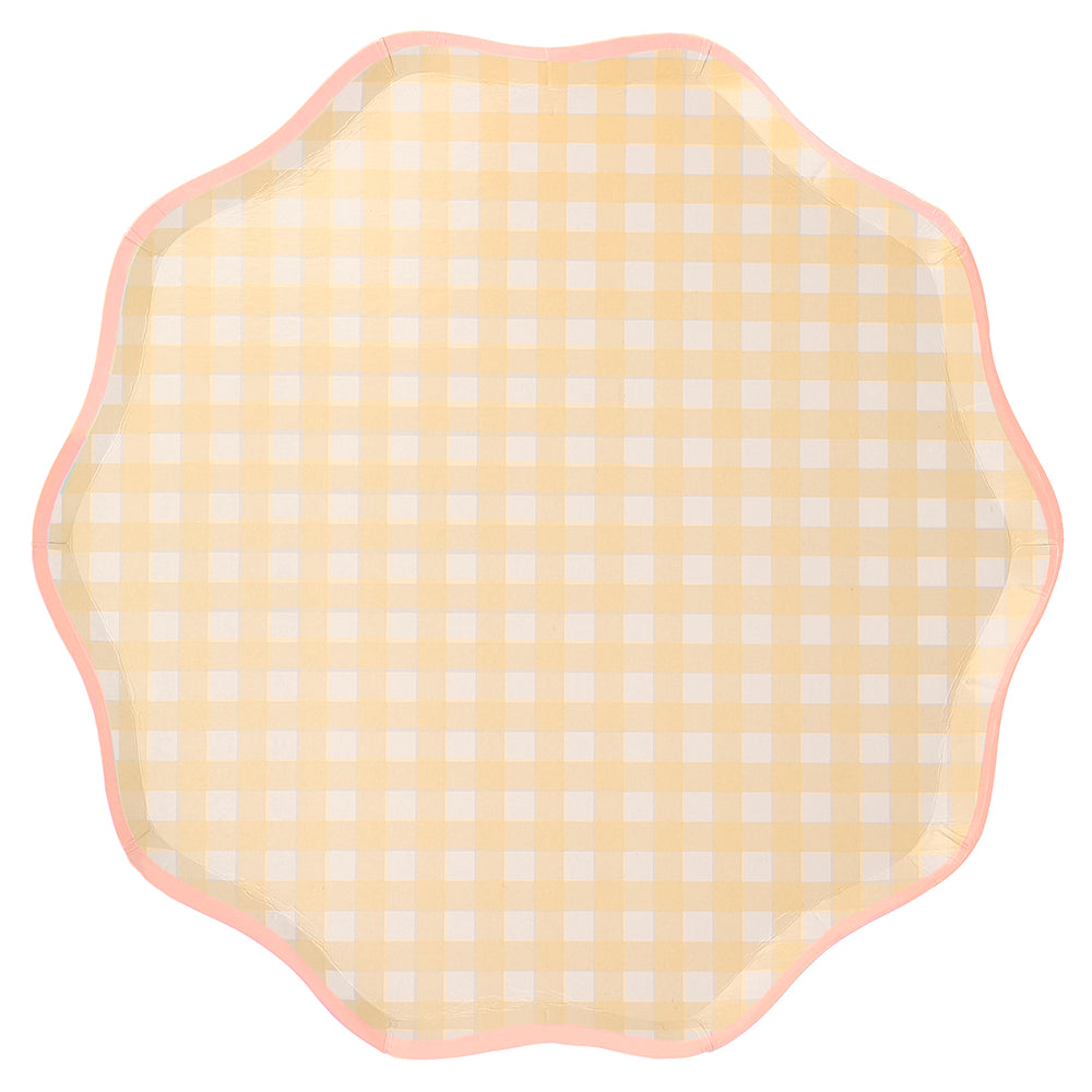 Platos cuadrillé pastel 4 colores - grandes 26.7 cm