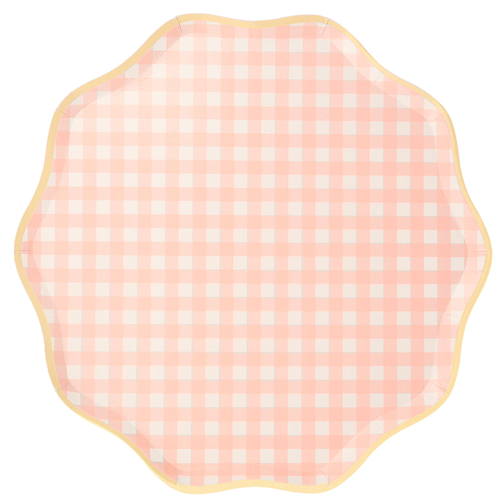 Platos cuadrillé pastel 4 colores - grandes 26.7 cm