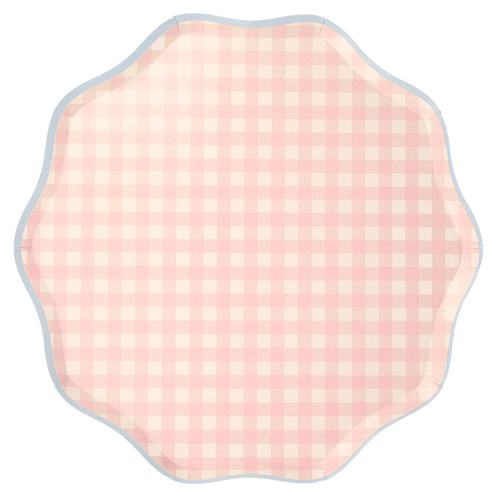 Platos cuadrillé pastel 4 colores - grandes 26.7 cm