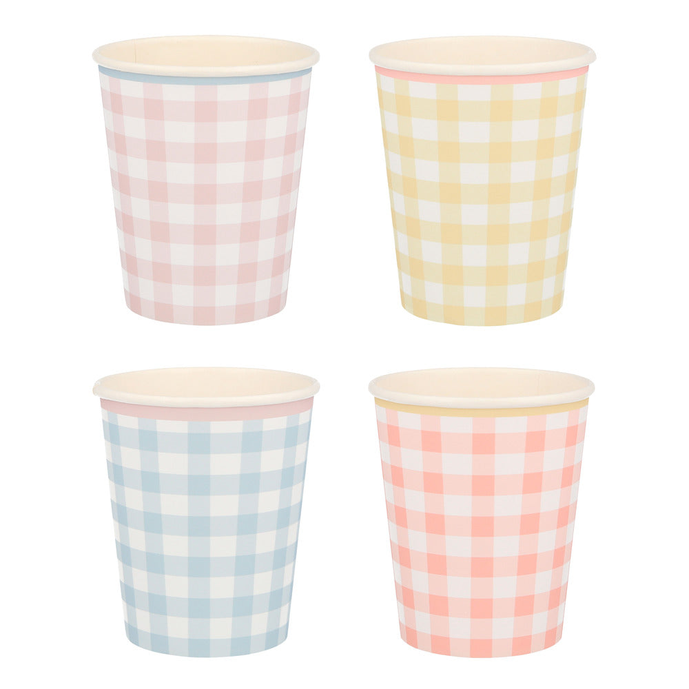 Vasos cuadrillé pastel 4 colores